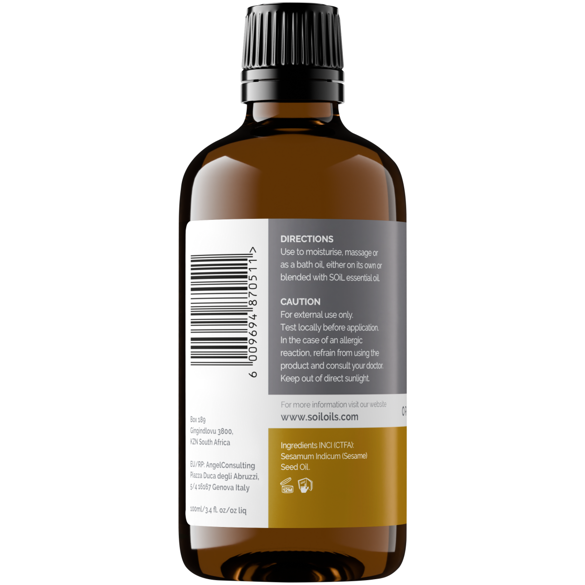 Organic Sesame Seed Oil (Sesame Inidcum Linn) 100ml